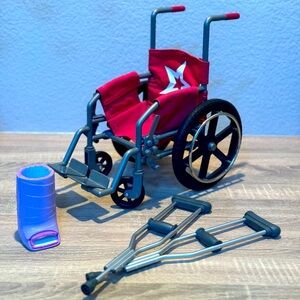 American Girl Doll Injury Recovery Medical Set - Wheelchair, Crutches, Cast